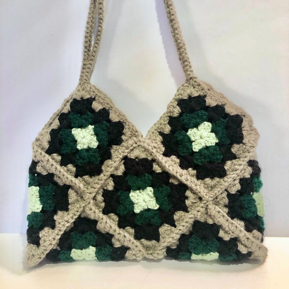 Crochet Granny Square Baguette Bag, Granny Square Purse